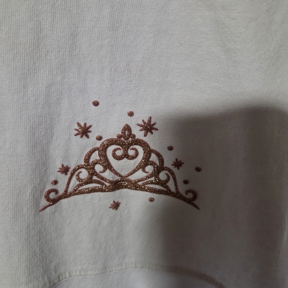 WomensWhite and Gold Disney Tiara Shirt Long Sleeve Size XS